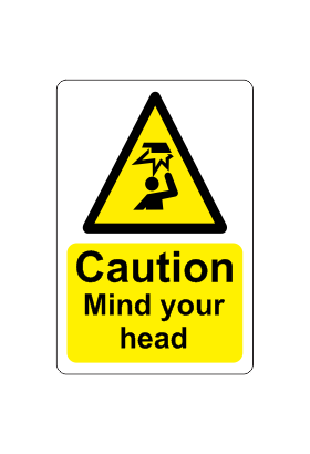 VSafety Danger Mind Your Head Sign 300mm x 100mm 1mm Rigid Plastic Landscape